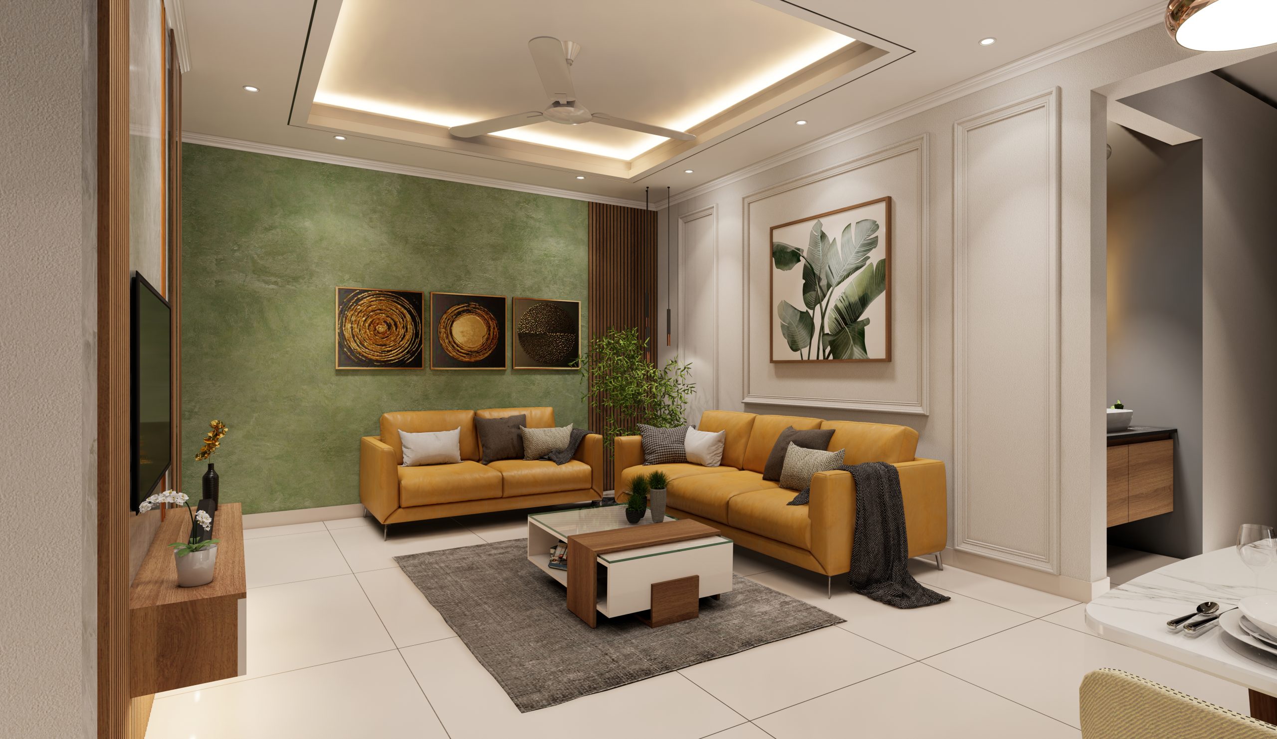 Elegant Living Room Interior by Rzian Homes