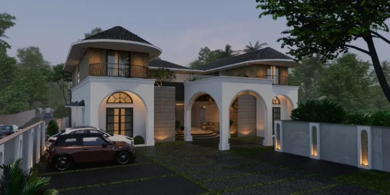 An elegant luxury home designed and built by Rzianz in PTP Nagar, Trivandrum