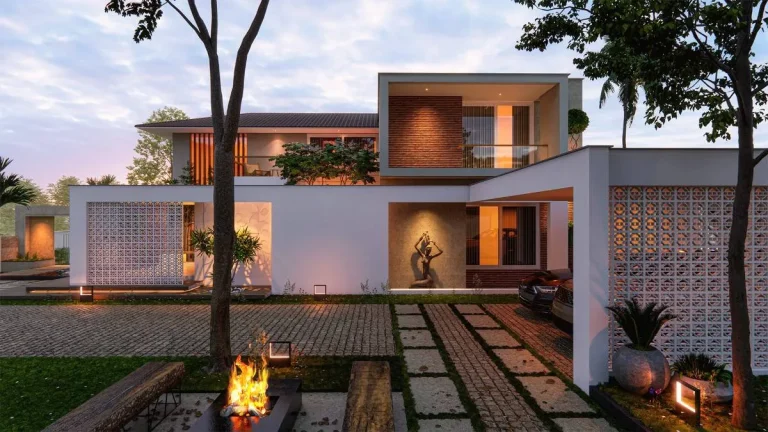 Akkulam contemporary house elevation by Rzian Homez