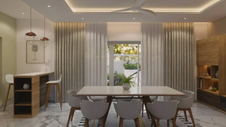 Dining interior by Rzian Homez, Akkulam