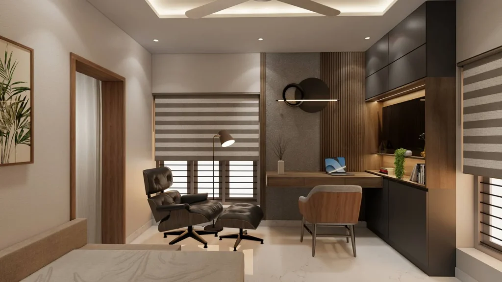 Library & Study Space interiors in Cheruvaykal, Trivandrum | Rzian Homez