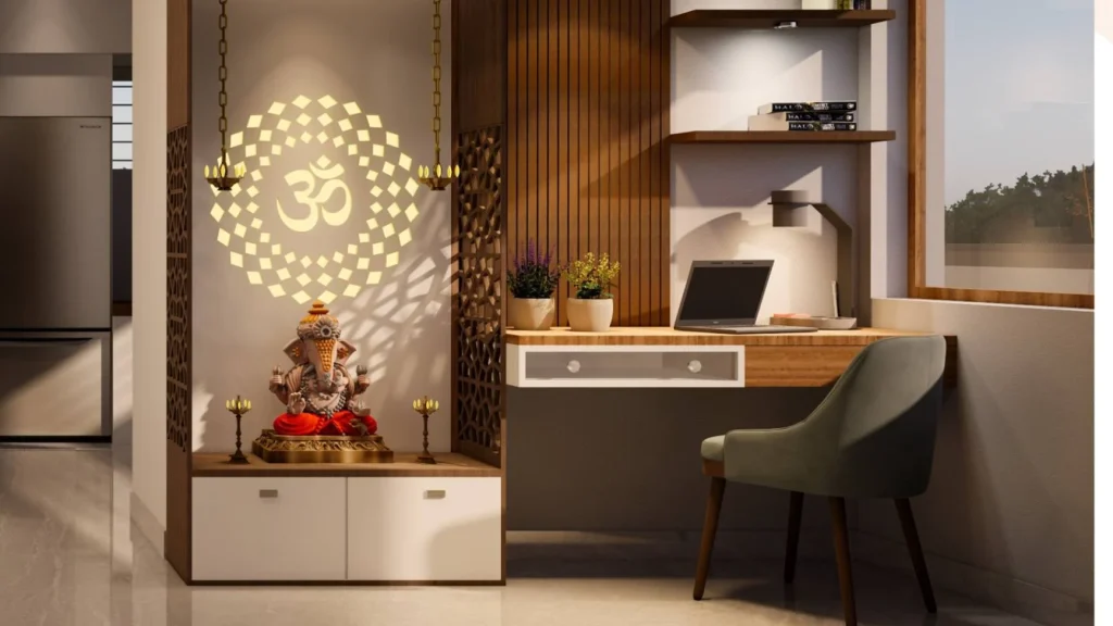 Pooja Space interiors in Golf Links, Trivandrum | Rzian Homez