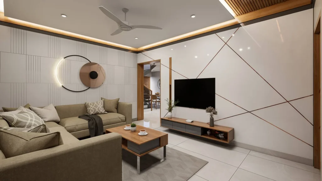 Upper Living Space interiors in Karyavattom, Trivandrum | Rzian Homez