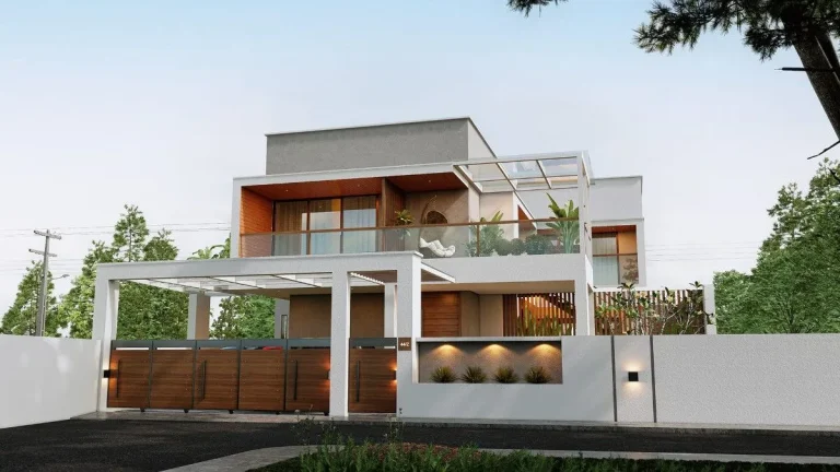 Kulathoor contemporary house elevation by Rzian Homez
