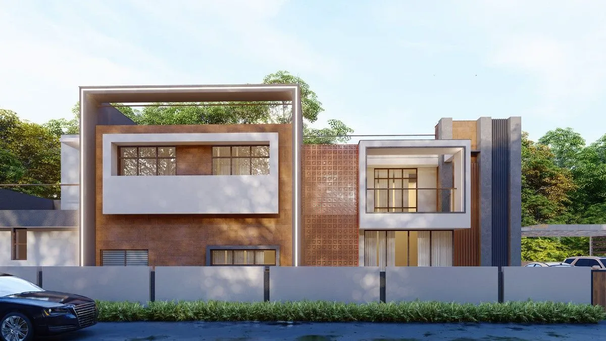 Modern house elevation in Kuravankonam, Trivandrum