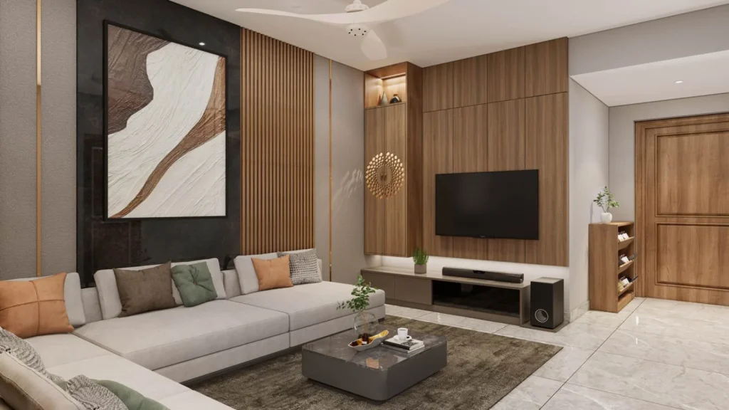 Living Room interiors in Njandoorkonam, Trivandrum | Rzian Homez