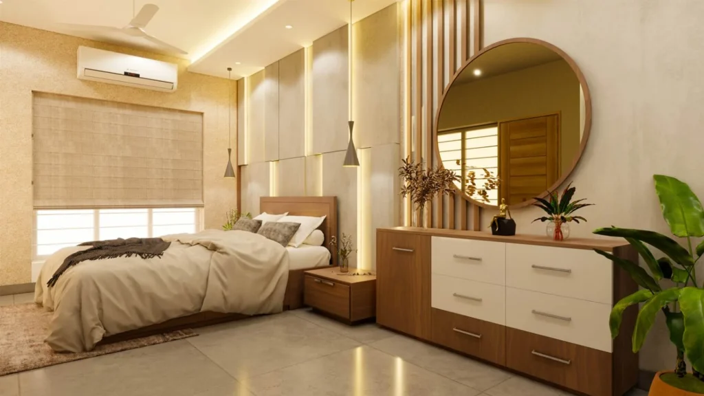 Master Bedroom interiors in Pattom, Trivandrum | Rzian Homez