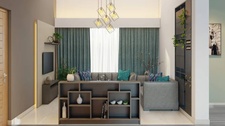 Drawing room interior by Rzian Homez, Sasthamangalam