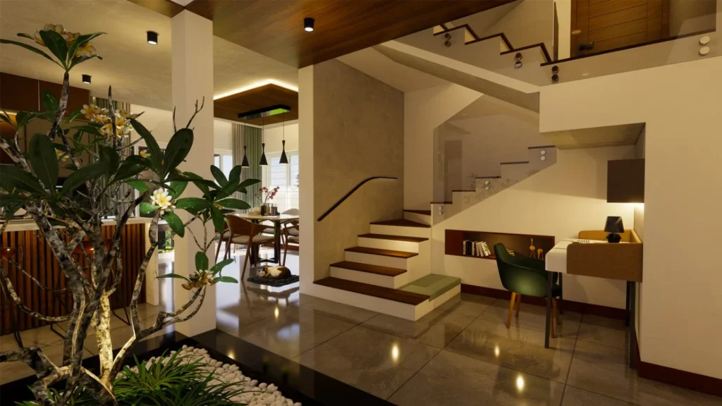 Courtyard interior design in Vattiyoorkavu, Trivandrum | Rzian Homez