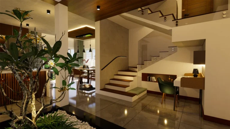 Courtyard interior design in Vattiyoorkavu, Trivandrum | Rzian Homez