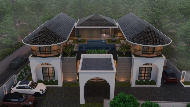 A modern colonial home by Rzianz in Vazhuthacaud, Trivandrum