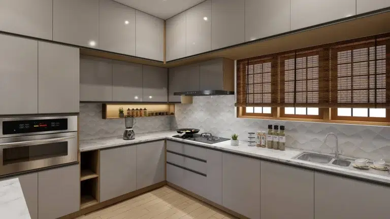 Kitchen interior by Rzian Homez, Vizhinjam