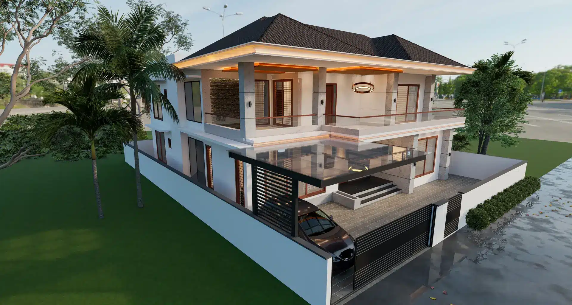 Luxury home built by Rzian Homez in Trivandrum