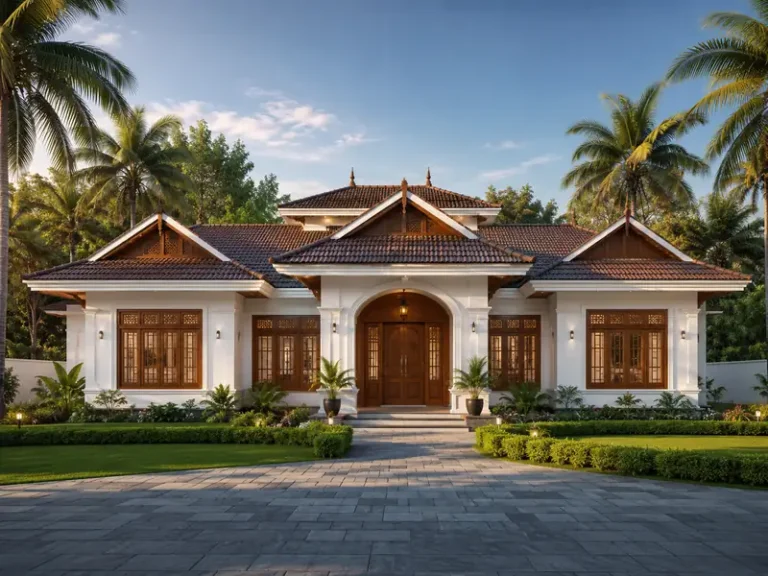 Kerala traditional house design terracotta roof Trivandrum by Rzian Homez