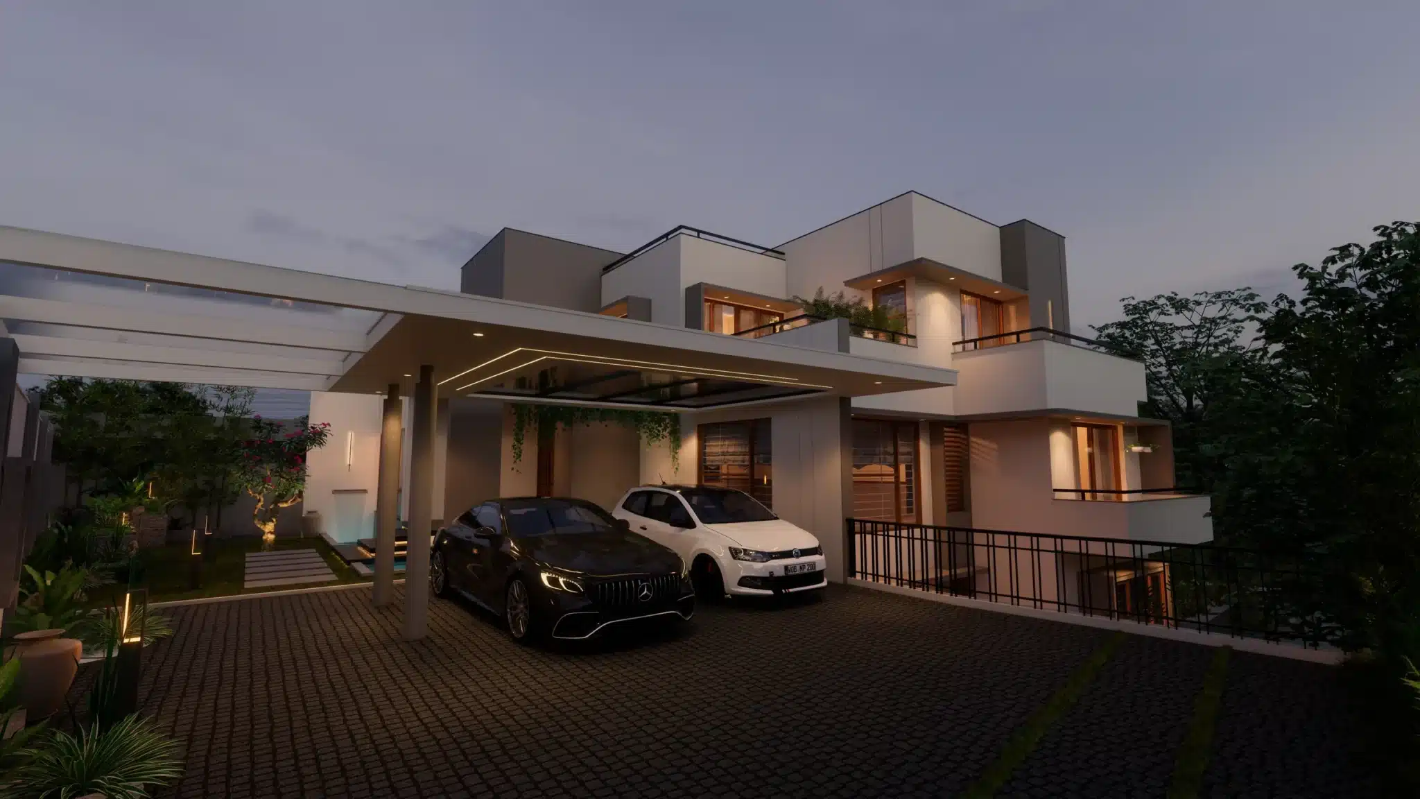 Kerala house elevation residence, Thirumala, Trivandrum
