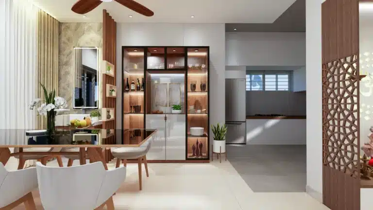 Dining area interior in Thirumala, Trivandrum, designed and executed by Rzian Homez