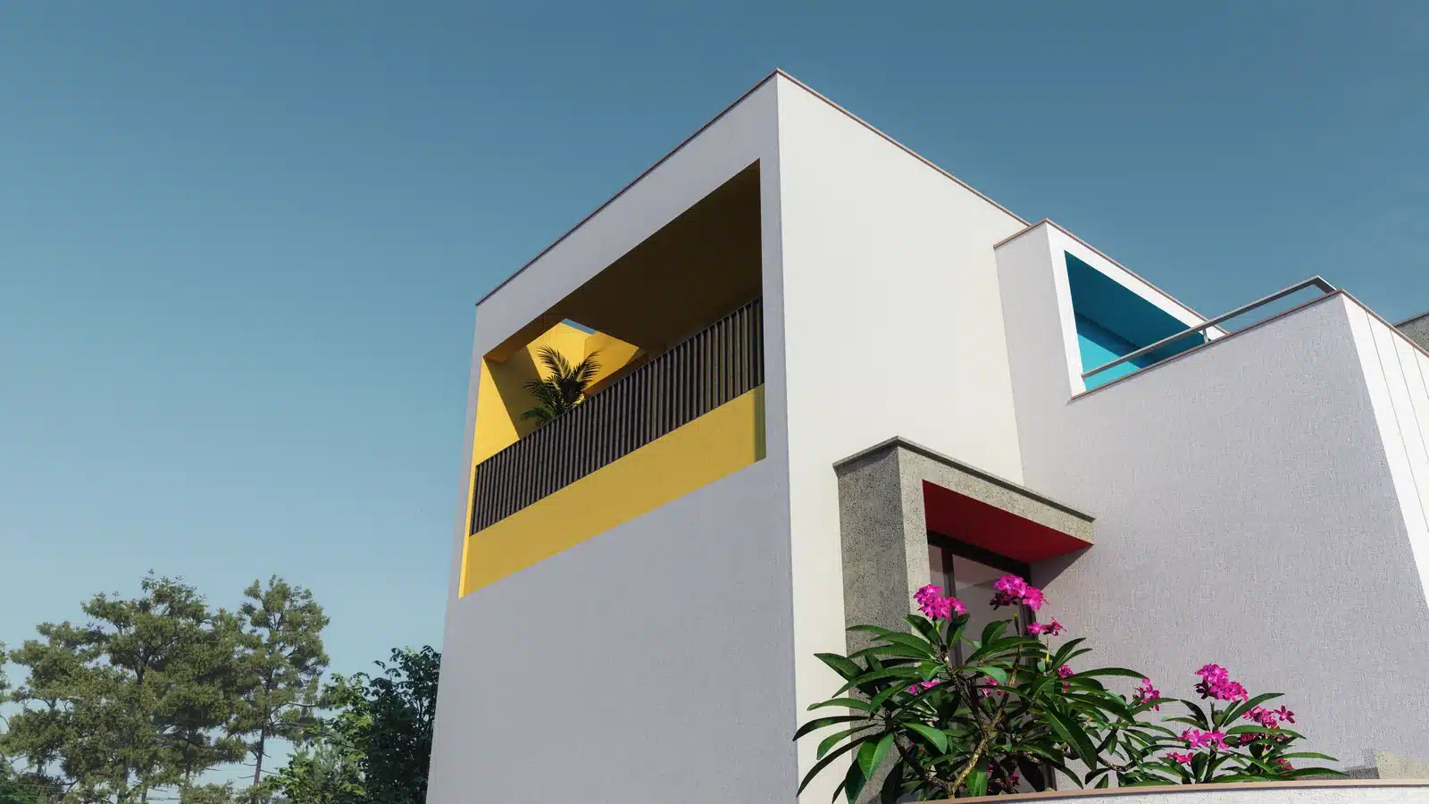 4 BHK Double floor Kerala house plan elevation, view 1