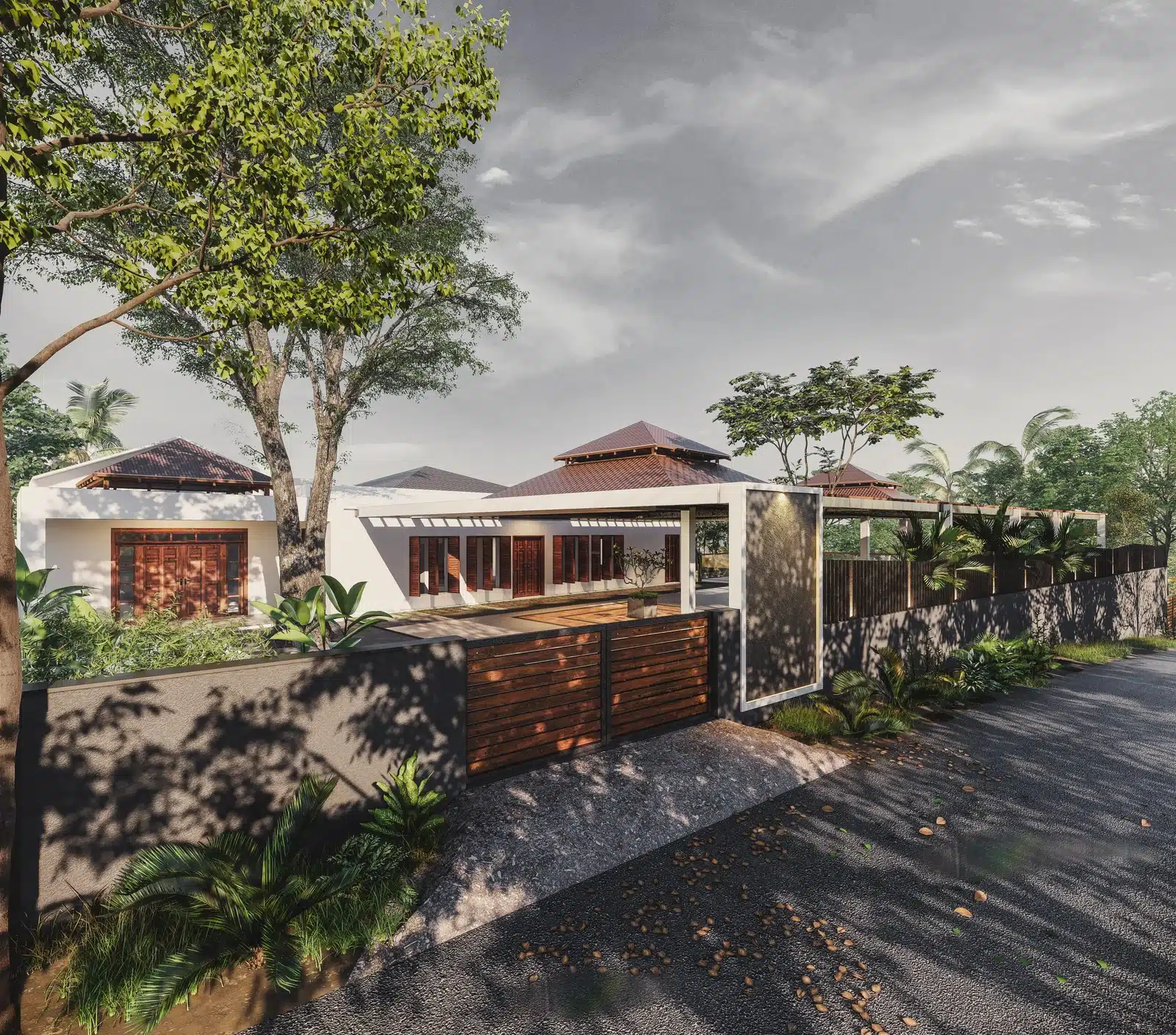 5 BHK Double floor Kerala house plan elevation, view 1