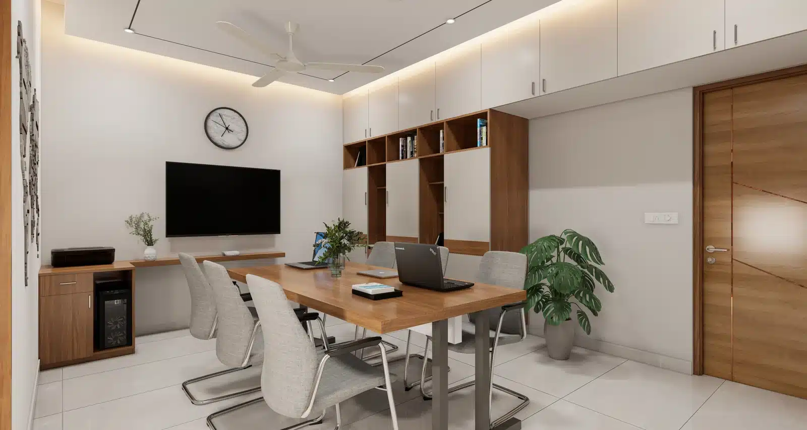 Home Office & Study interior of a home designed and built by Rzian Homez in Pothencode, Trivandrum