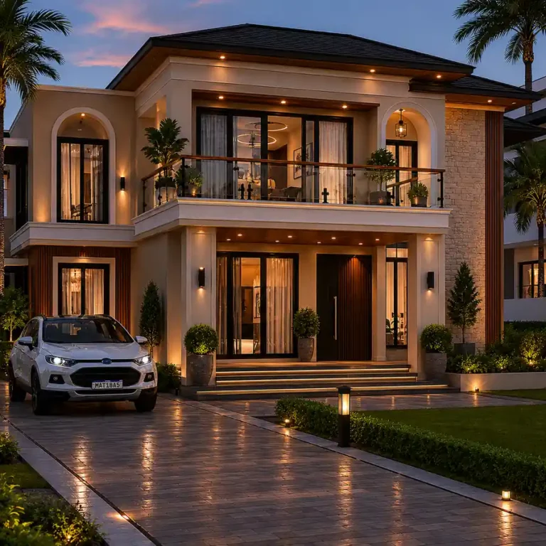 Luxury colonial-style villa elevation in Malayinkeezhu, Trivandrum, designed and built by Rzian Homez